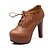 baratos Sapatos Oxford de mulher-Feminino Sapatos Courino Primavera Outono Inverno Salto Agulha Plataforma Cadarço Para Casual Preto Bege Marron