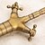 cheap Bathroom Sink Faucets-Bathroom Sink Faucet - Waterfall Antique Brass Centerset Two Handles One HoleBath Taps