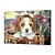 cheap Animal Paintings-IARTS Oil Painting Modern Animal Lovely Dog Little Popy Hand Painted Canvas with Stretched Frame
