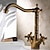 cheap Classical-Antique Brass Kitchen Faucet,Two Handles One Hole Standard Spout Deck Mounted Traditional Kitchen Taps with Hot and Cold Switch