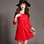 cheap Women&#039;s Dresses-Women&#039;s A Line Dress,Solid Round Neck Above Knee Long Sleeve Red / Black / Green Polyester Spring