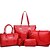 cheap Bag Sets-Women&#039;s Shoulder Messenger Bag Bag Set Patent Leather 6pcs Shopping Office &amp; Career Solid Colored Black Red Blue