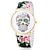 billige Trendy klokker-Dame Armbåndsur Quartz Svart / Hvit / Blå Hverdagsklokke Analog damer Blomst Kranium Mote - Svart Blå Rosa To år Batteri Levetid / Maxell626 + 2025
