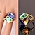 cheap Rings-Women&#039;s Statement Ring Ladies Unusual Unique Design Fashion Crystal Gold Plated Alloy Ring Jewelry Blue For Wedding Party Daily Casual Sports