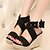 cheap Women&#039;s Sandals-Women&#039;s Leatherette Spring / Summer / Fall Wedge Heel Braided Strap Almond / Black