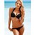 tanie Bikini i odzież kąpielowa-Damskie Jednolity Kolorowy blok Halter Czarny Bikini Stroje kąpielowe Czarny