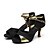 cheap Latin Shoes-Women&#039;s Latin Leatherette Silk Satin Sandal Buckle Customized Heel Black and Sliver Black and Gold Customizable