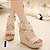 cheap Women&#039;s Sandals-Women&#039;s Leatherette Spring / Summer / Fall Wedge Heel Braided Strap Almond / Black