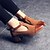 Недорогие Женская обувь на каблуках-Жен. Обувь Ткань Весна Лето Осень Удобная обувь На толстом каблуке Пряжки для Повседневные Черный Коричневый