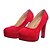 cheap Women&#039;s Heels-Women&#039;s Shoes Fabric Chunky Heel Round Toe Pumps Wedding Black/Blue/Red