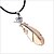 cheap Necklaces-Korean Fashion Titanium Steel Feather  Rhinestone Pendant