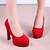cheap Women&#039;s Heels-Women&#039;s Shoes Fabric Chunky Heel Round Toe Pumps Wedding Black/Blue/Red