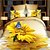 abordables Housses de couette 3D-100% taille 4pcs ensemble de literie de coton reine roi gracieuses jaunes couette feuille couvre-lit de couette de literie