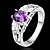cheap Rings-Statement Ring Crystal Oval Cut Purple Sterling Silver Ladies 7 8 / Women&#039;s / Amethyst