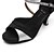 cheap Latin Shoes-Women&#039;s Latin Leatherette Silk Satin Sandal Buckle Customized Heel Black and Sliver Black and Gold Customizable