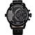cheap Watches-WEIDE WH3301 Men&#039;s Sports Black Dial Genuine Leather Strap Waterproofed Oversize Quartz Wristwatch