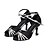 cheap Latin Shoes-Women‘s Dance Shoes Latin / Salsa Satin / Flocking Flared Heel Black / Gold