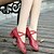 cheap Ballroom Shoes &amp; Modern Dance Shoes-Women&#039;s Ballet Shoes Split Sole Chunky Heel Faux Leather Lace-up Black / Red / Pink / EU38