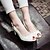 cheap Women&#039;s Heels-Women&#039;s Shoes Chunky Heel Peep Toe/Round Toe Pumps/Heels Dress Blue/White