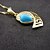 cheap Necklaces-18K Real Gold Plated Blue Pendant 3.5*1.55CM