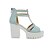 זול סנדלי נשים-נשים נעליים דמוי עור אביב קיץ סתיו עקב עבה אבזם עבור שמלה לבן ורוד כחול בהיר