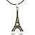 abordables Collier-Collier Pendentif Homme Cuir Noir Tour Tour Eiffel Argent Bronze Colliers Tendance Bijoux pour Sports