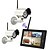 preiswerte Sicherheitssysteme-Drahtlose 4-Kanal-Quad-DVR-2-Nachtsichtkameras mit 7 &quot;TFT-LCD-Monitor für das Heimsicherheitssystem PAL NTSC, eingebaut in das Überwachungs-CCTV-System PAL 628 * 582 NTSC 510 * 492