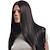 Χαμηλού Κόστους Συνθετικές Trendy Περούκες-Συνθετικές Περούκες Ίσιο Kardashian Στυλ Μέσο μέρος Περούκα Μαύρο Μαύρο Μαύρο Συνθετικά μαλλιά Γυναικεία Μοδάτο Σχέδιο Μαύρο Περούκα Μακρύ