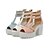 זול סנדלי נשים-נשים נעליים דמוי עור אביב קיץ סתיו עקב עבה אבזם עבור שמלה לבן ורוד כחול בהיר