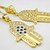 cheap Necklaces-18K Real Gold Plated Hamsa Hand Of Fatima Zircon Crystal Pendant 2*4.2CM