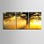 abordables Impressions-e-FOYER toile tendue art coucher de soleil sous l&#039;arbre décoratif ensemble de trois de peinture