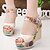 cheap Women&#039;s Sandals-Women&#039;s Sandals Wedge Sandals Wedge Sandals Buckle Wedge Heel Peep Toe Comfort Outdoor Office &amp; Career Faux Leather Spring Summer Floral White Fuchsia Blue