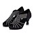 abordables Chaussures de danses latines-Femme Chaussures Latines / Salon Satin Sandale Strass Talon Personnalisé Personnalisables Chaussures de danse Noir / Cuir