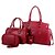 cheap Bag Sets-Women&#039;s Bags PU(Polyurethane) Tote / Shoulder Bag / Bag Set 5 Pieces Purse Set Solid Colored Purple / Red / Blue