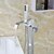 olcso Csaptelepek fürdőkádhoz-Kád csaptelep - Kortárs Króm Padlóra szerelhető Kerámiaszelep Bath Shower Mixer Taps / Egy fogantyú egy lyukkal
