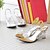 cheap Women&#039;s Sandals-Women&#039;s Lucite heel / Wedge Heel Leatherette Slingback Summer / Fall Golden / Silver