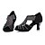 abordables Chaussures de danses latines-Femme Chaussures Latines / Salon Satin Sandale Strass Talon Personnalisé Personnalisables Chaussures de danse Noir / Cuir