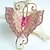 cheap Brooches-Women Accessories Gold-tone Pink Rhinestone Crystal Butterfly Brooch Art Deco Insect Brooch