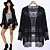 cheap Women&#039;s Tops-Wrap Lace Long Sleeve Tops Black