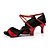 voordelige Latin dansschoenen-Dames Latin schoenen Salsa schoenen Satijn Sprankelende schoenen Sandalen Gesp Speciale hak Gesp Rood Zilver Goud / Leer / Leer