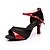 abordables Zapatos de baile latino-Mujer Zapatos de Baile Latino Zapatos de Salsa Zapatos de Samba Rendimiento Interior Entrenamiento Sandalia Hebilla Tacón Personalizado Hebilla Rojo Plata Oro / Satén / Cuero / Profesional