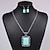 cheap Jewelry Sets-Lureme®Ethnic  Retro  Kallaite Antique Silver  Square Gem  Alloy Necklace Earrings Suit