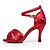 cheap Latin Shoes-Women&#039;s Dance Shoes Suede / Silk Latin Shoes Buckle Sandal Stiletto Heel Customizable White / Red / Indoor / Leather / Practice / Professional