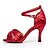 abordables Chaussures de danses latines-Femme Chaussures de danse Daim / Soie Chaussures Latines Boucle Sandale Talon Aiguille Personnalisables Blanc / Rouge / Intérieur / Cuir / Entraînement / Professionnel