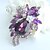 cheap Brooches-Women Accessories Art Deco Gold-tone Purple Rhinestone Crystal Brooch Bouquet Flower Brooch Women Jewelry