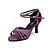 cheap Latin Shoes-Women&#039;s Dance Shoes Silk Latin Shoes / Salsa Shoes Buckle Sandal Flared Heel Non Customizable Black / Gold / Purple / Indoor