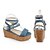 baratos Sandálias de mulher-Feminino Sapatos Courino Primavera Verão Outono Anabela Plataforma Com Para Casual Social Azul Escuro Azul Claro
