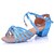 cheap Latin Shoes-Kids‘ Dance Shoes Latin/Salsa/Flamenco/Samba Satin/Synthetic Low Heel Blue/Multi-color