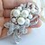 cheap Brooches-Wedding Accessories Silver-tone Pearl Rhinestone Crystal Bridal Brooch Wedding Deco Flower Brooch Bouquet Bridal Jewelry