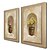 abordables Tableaux Encadrés-peinture à l&#039;huile moderne ensemble de 2 main de tournesol abstrait peint lin naturel avec cadre étiré